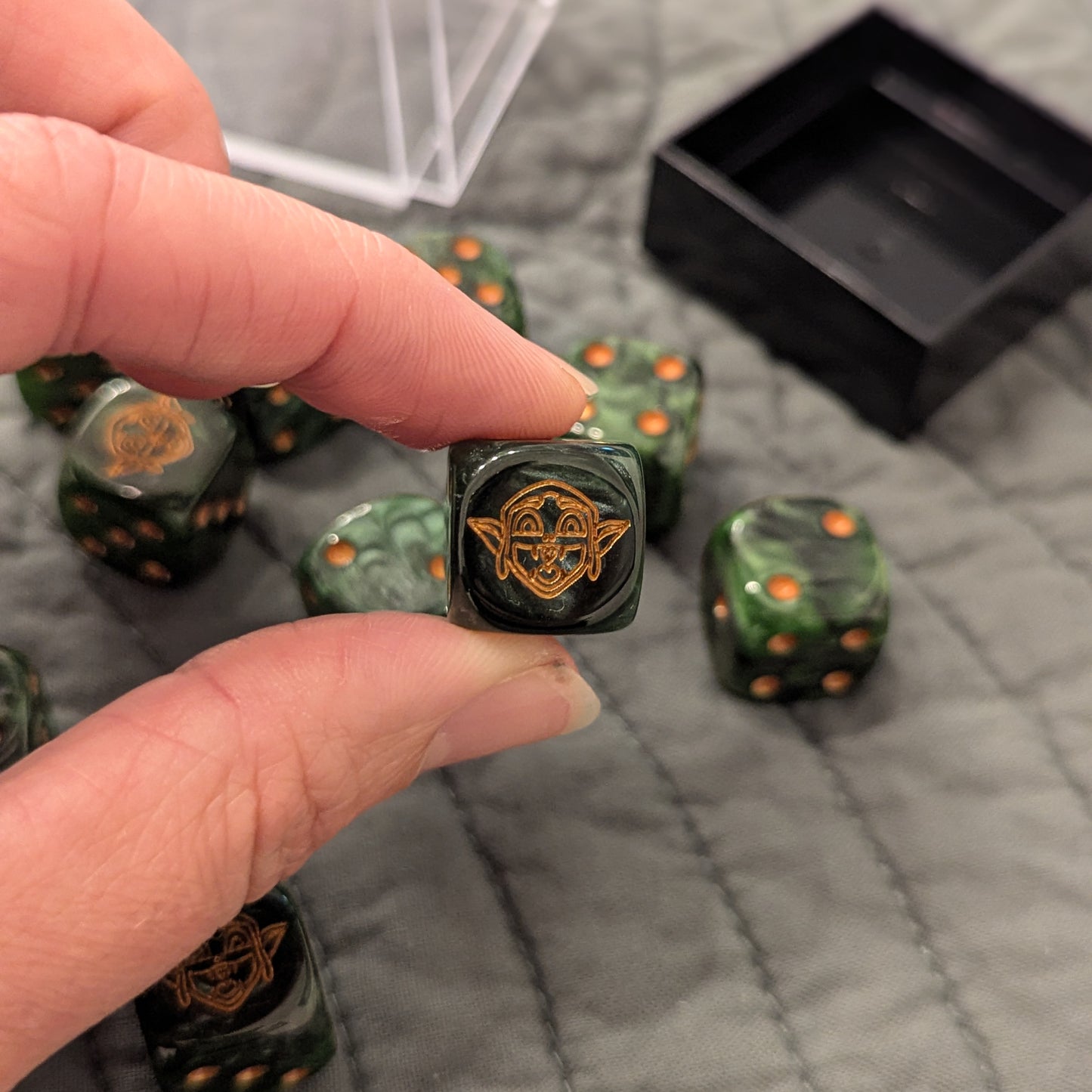 12 Pack of Goblin 16mm D6 Dice - Green/Yellow
