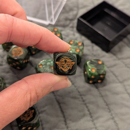 12 Pack of Goblin 16mm D6 Dice - Green/Yellow